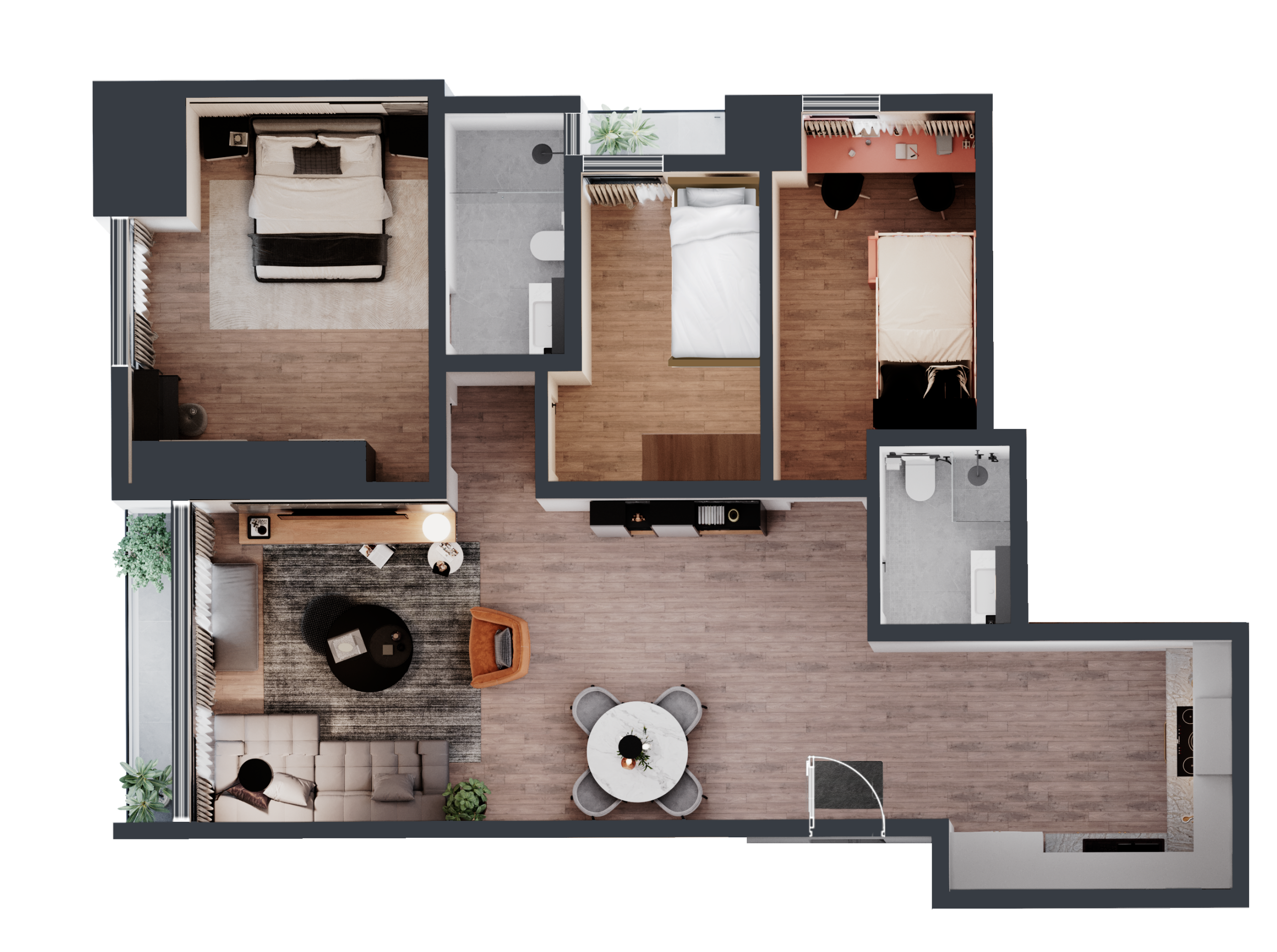 Three Bedroom Apartments